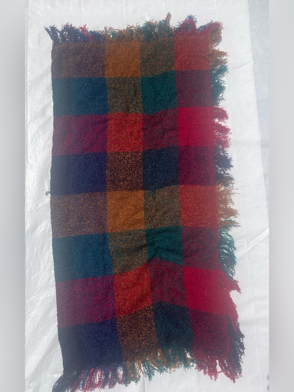 Colorful Art To Wear Chenille Scarf W/ Fringe By  kathryne lee hartner Rare